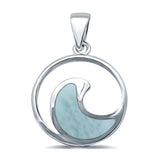 Lab Created Opal Ocean Wave 925 Sterling Silver Charm Pendant