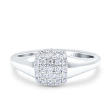 14K Gold 0.32ct Square Cluster Art Deco 8mm G SI Diamond Engagement Band Wedding Ring
