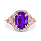 Oval Accent Wedding Engagement Ring Simulated Cubic Zirconia 925 Sterling Silver
