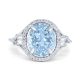 Oval Accent Wedding Engagement Ring Simulated Cubic Zirconia 925 Sterling Silver