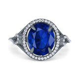 Oval Accent Wedding Engagement Ring Simulated Cubic Zirconia 925 Sterling Silver