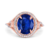 Oval Accent Wedding Engagement Ring Simulated Cubic Zirconia 925 Sterling Silver