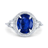 Oval Accent Wedding Engagement Ring Simulated Cubic Zirconia 925 Sterling Silver