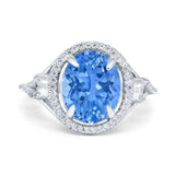 Oval Accent Wedding Engagement Ring Simulated Cubic Zirconia 925 Sterling Silver