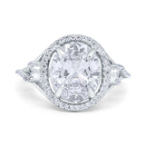 Oval Accent Wedding Engagement Ring Simulated Cubic Zirconia 925 Sterling Silver