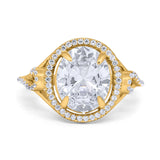Oval Accent Wedding Engagement Ring Simulated Cubic Zirconia 925 Sterling Silver