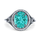 Oval Accent Wedding Engagement Ring Simulated Cubic Zirconia 925 Sterling Silver