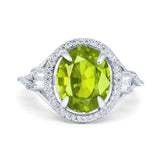 Oval Accent Wedding Engagement Ring Simulated Cubic Zirconia 925 Sterling Silver
