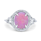 Oval Accent Wedding Engagement Ring Simulated Cubic Zirconia 925 Sterling Silver