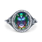 Oval Accent Wedding Engagement Ring Simulated Cubic Zirconia 925 Sterling Silver