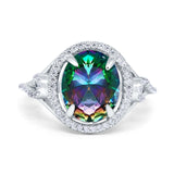 Oval Accent Wedding Engagement Ring Simulated Cubic Zirconia 925 Sterling Silver