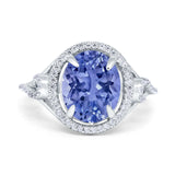 Oval Accent Wedding Engagement Ring Simulated Cubic Zirconia 925 Sterling Silver