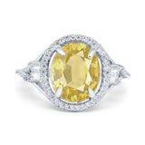Oval Accent Wedding Engagement Ring Simulated Cubic Zirconia 925 Sterling Silver