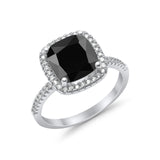 Engagement Ring Solitaire Cushion Simulated Cubic Zirconia 925 Sterling Silver