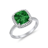 Engagement Ring Solitaire Cushion Simulated Cubic Zirconia 925 Sterling Silver