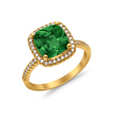 Engagement Ring Solitaire Cushion Simulated Cubic Zirconia 925 Sterling Silver