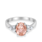 Solitaire Oval Three Stone Simulated Cubic Zirconia 925 Sterling Silver