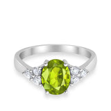 Solitaire Oval Three Stone Simulated Cubic Zirconia 925 Sterling Silver