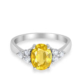 Solitaire Oval Three Stone Simulated Cubic Zirconia 925 Sterling Silver