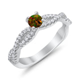 Fashion Solitaire Accent Ring Round Cubic Zirconia 925 Sterling Silver