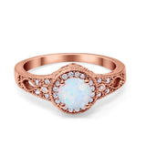 Solitaire Halo Wedding Ring Round Simulated Cubic Zirconia 925 Sterling Silver