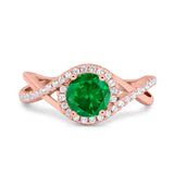 Halo Wedding Engagement Ring Infinity Twisted Shank Round Simulated Cubic Zirconia 925 Sterling Silver