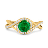 Halo Wedding Engagement Ring Infinity Twisted Shank Round Simulated Cubic Zirconia 925 Sterling Silver