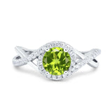 Halo Wedding Engagement Ring Infinity Twisted Shank Round Simulated Cubic Zirconia 925 Sterling Silver