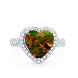 Halo Fashion Ring Heart Simulated Cubic Zirconia 925 Sterling Silver