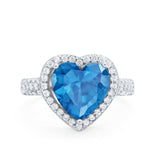 Halo Fashion Ring Heart Simulated Cubic Zirconia 925 Sterling Silver