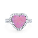 Halo Fashion Ring Heart Simulated Cubic Zirconia 925 Sterling Silver