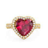 Halo Fashion Ring Heart Simulated Cubic Zirconia 925 Sterling Silver