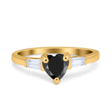 Heart Promise Ring Baguette Simulated Cubic Zirconia 925 Sterling Silver