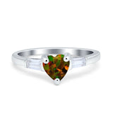 Heart Promise Ring Baguette Simulated Cubic Zirconia 925 Sterling Silver