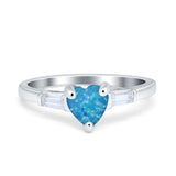 Heart Promise Ring Baguette Simulated Cubic Zirconia 925 Sterling Silver