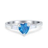 Heart Promise Ring Baguette Simulated Cubic Zirconia 925 Sterling Silver