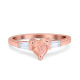 Heart Promise Ring Baguette Simulated Cubic Zirconia 925 Sterling Silver