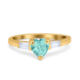 Heart Promise Ring Baguette Simulated Cubic Zirconia 925 Sterling Silver