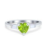 Heart Promise Ring Baguette Simulated Cubic Zirconia 925 Sterling Silver