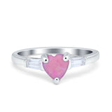 Heart Promise Ring Baguette Simulated Cubic Zirconia 925 Sterling Silver