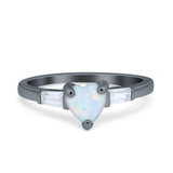 Heart Promise Ring Baguette Simulated Cubic Zirconia 925 Sterling Silver