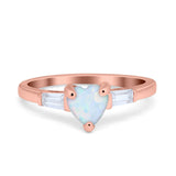 Heart Promise Ring Baguette Simulated Cubic Zirconia 925 Sterling Silver