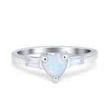 Heart Promise Ring Baguette Simulated Cubic Zirconia 925 Sterling Silver