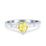 Heart Promise Ring Baguette Simulated Cubic Zirconia 925 Sterling Silver