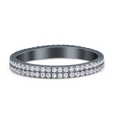 Full Eternity Stackable Double Row Band Round Cubic Zirconia 925 Sterling Silver