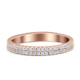 Full Eternity Stackable Double Row Band Round Cubic Zirconia 925 Sterling Silver