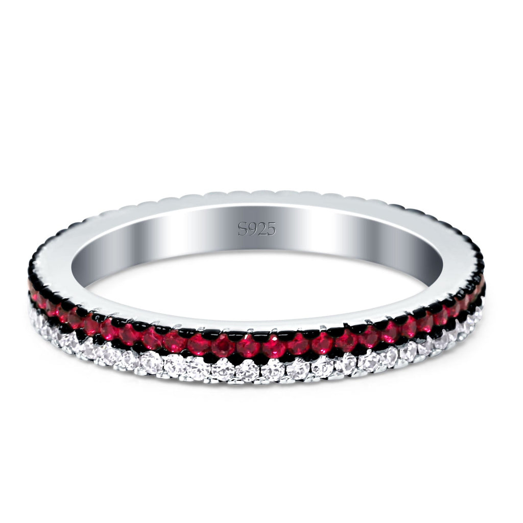 Full Eternity Stackable Wedding Band Ring Round Cubic Zirconia 925 Ste ...
