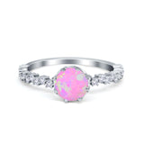 Art Deco Round Engagement Ring Simulated Cubic Zirconia 925 Sterling Silver