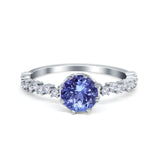Art Deco Round Engagement Ring Simulated Cubic Zirconia 925 Sterling Silver