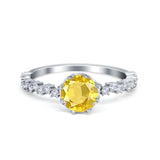 Art Deco Round Engagement Ring Simulated Cubic Zirconia 925 Sterling Silver
